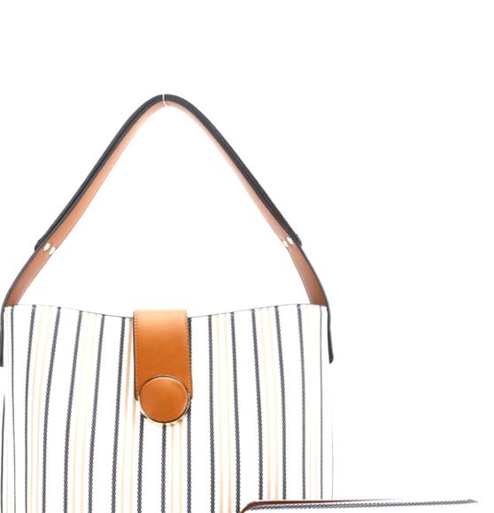 Triple Compartment Hobo – ili New York Pinstripe Print 3-compartment Hobo Wallet Set